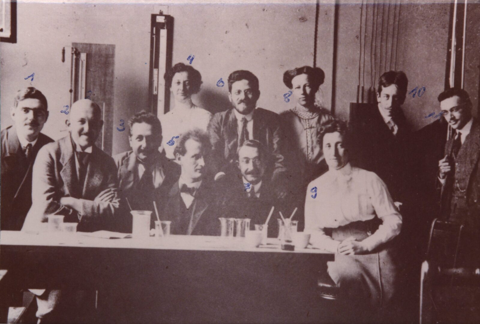 Einstein, Albert and colleagues in the ETH Zurich physics laboratory.